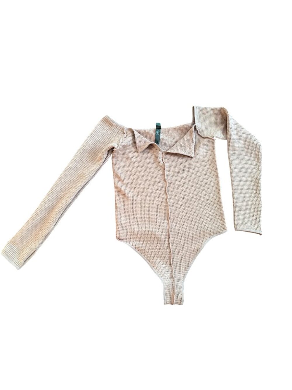 Out From Under Urban Outfitters Waffle Knit Bodysuit M/L Long Sleeve Nude/Mauve